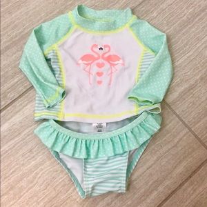 3-6 month girls two piece swimsuit with rash guard